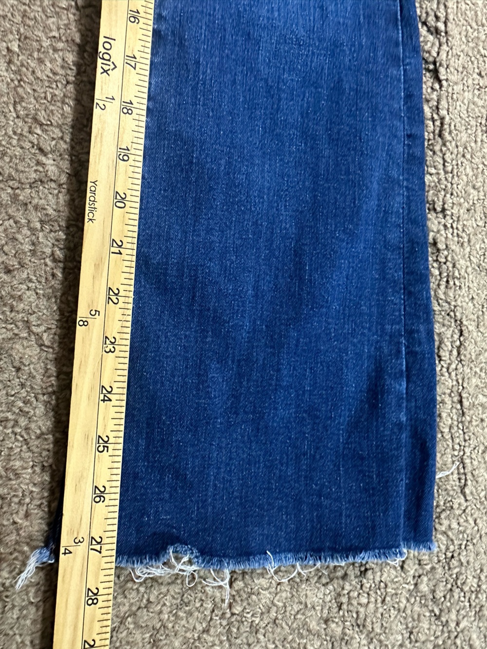 Loft The Slim Flare Denim Blue Jeans Womens High Rise Raw Hem Size 27/4 Petite - Picture 11 of 12